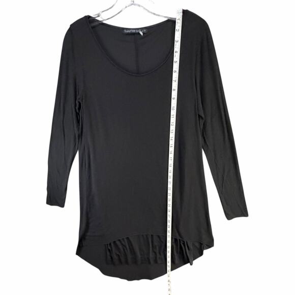 Transit Par Such T Shirt Dress M Black Modal Wool Stretch Asymmetric Lagenlook - Picture 9 of 16